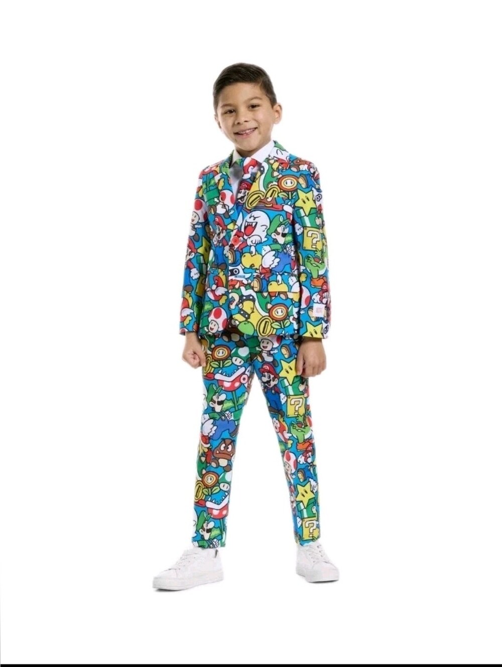 Opposuits Kids Multicolor Super Mario-Inspired Suit NO TIE, Size 6